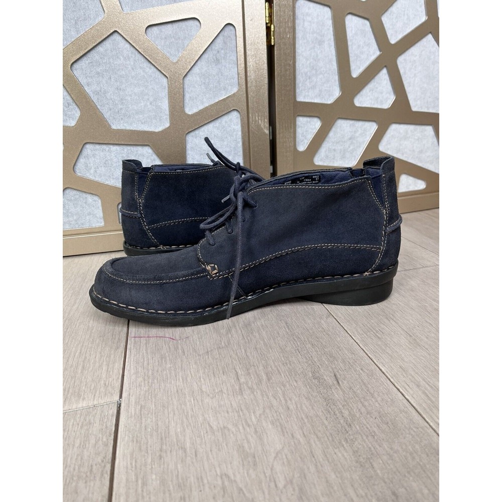 Clarks Bendables Chukka ankle Boots flat Women sz 11 W wide Blue Suede leather - Picture 3 of 7